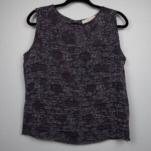 Luca Luca grey wool blend tiered ruffle sleeveless sheer shirt-8